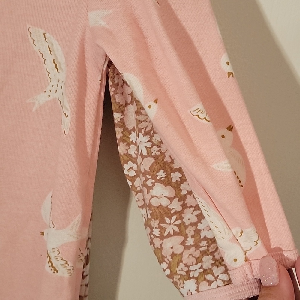 Carter's, baby girls 9M 2-piece set, pink and brown, long sleeves and footies. - Picture 11 of 11